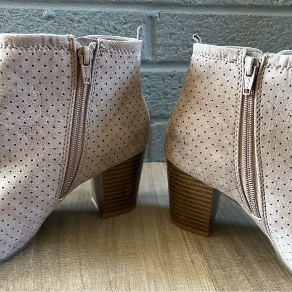 Taupe Peep/Open Toe Booties - Picture 3 of 6